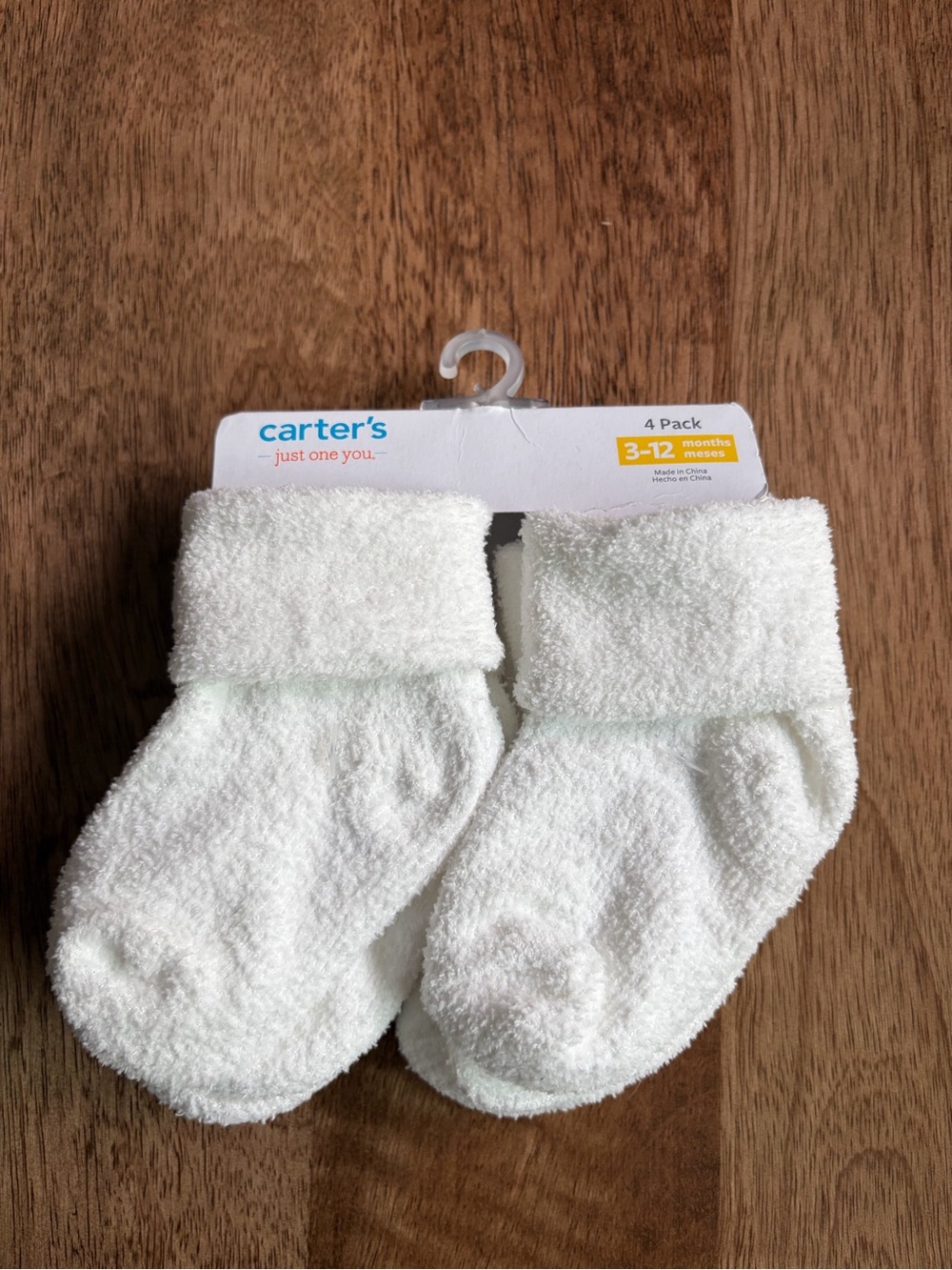 NEW! Carter's White Baby Terry Socks - 4 Pack (3-12 Months)